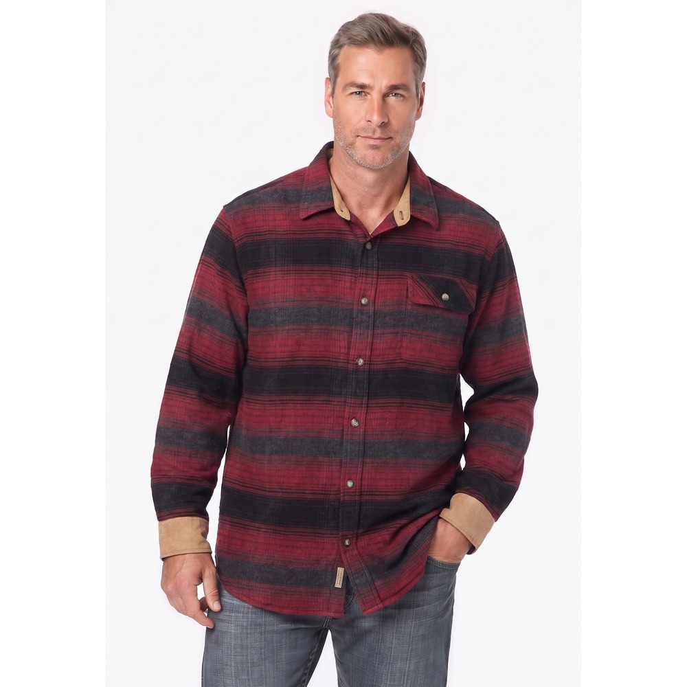 Legendary Whitetails Buck Camp Flannel Shirt 2XL Red Black Stripe Cotton EXCL